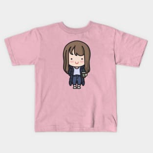 Cute Korean Hipster Girl Cartoon Kids T-Shirt